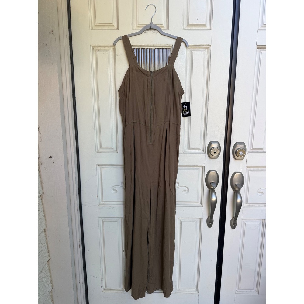 Art Class Kids Olive Green Wide Leg Jumpsuit Front Zip Size XL 14/16 NWT